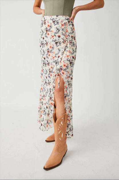 Free People Femme Edge Maxi Skirt in Ivory Combo - 0