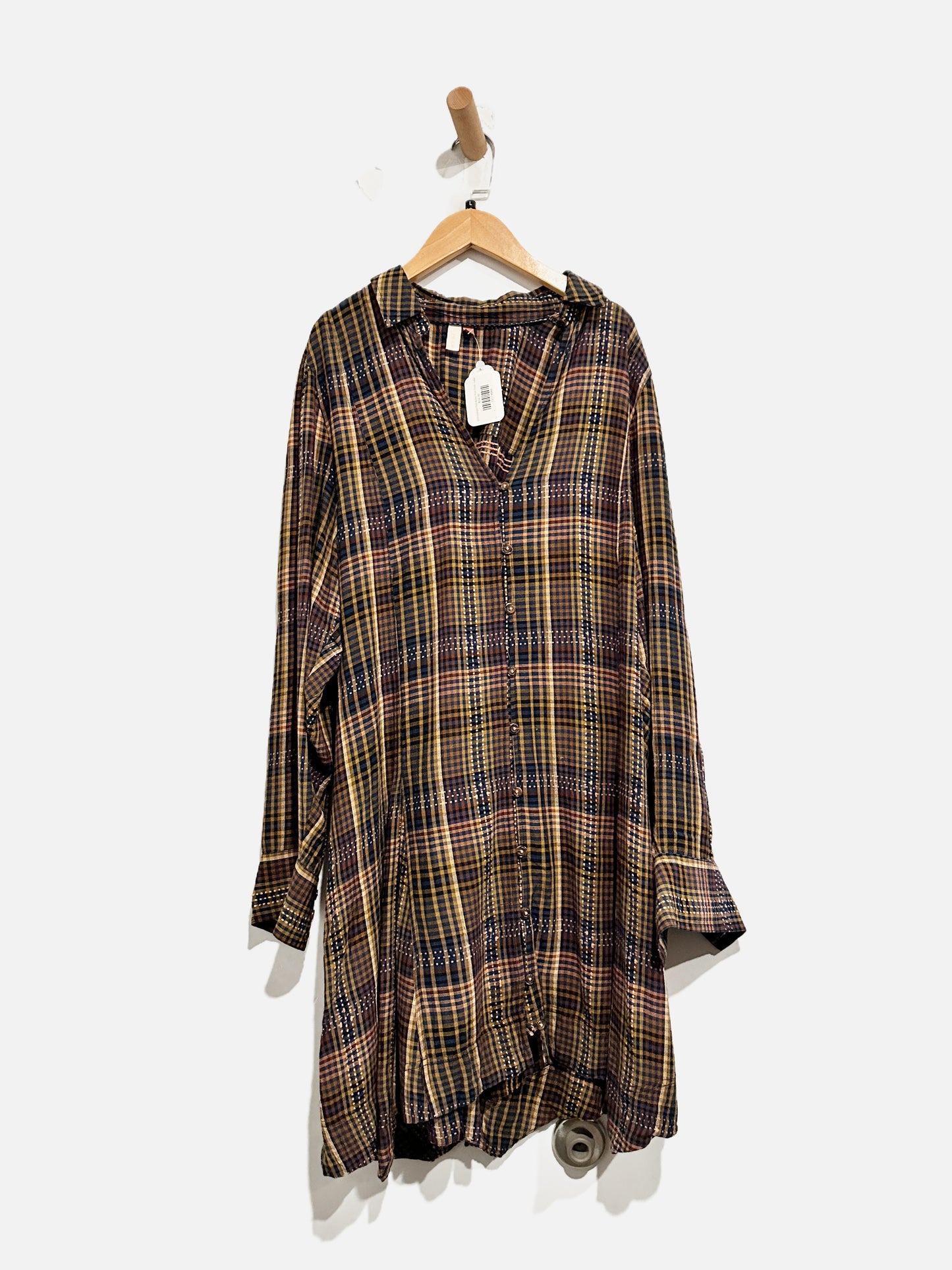 Anthropologie Plaid Button Front Dress - Large