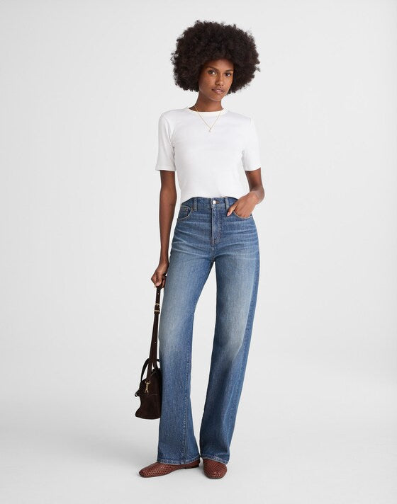 Madewell White Ribbed Elbow Tee - XXS