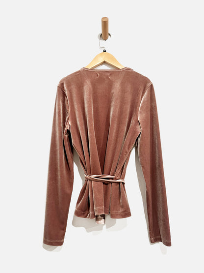 Madewell Pink Velvet Wrap Blouse - Medium