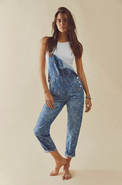 Free People Ziggy Paint Splatter Overalls -XS