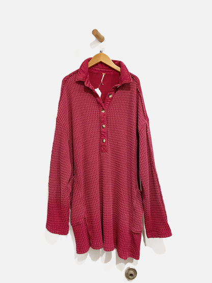 Free People Wilder Oversized Pink Waffle Knit - Medium