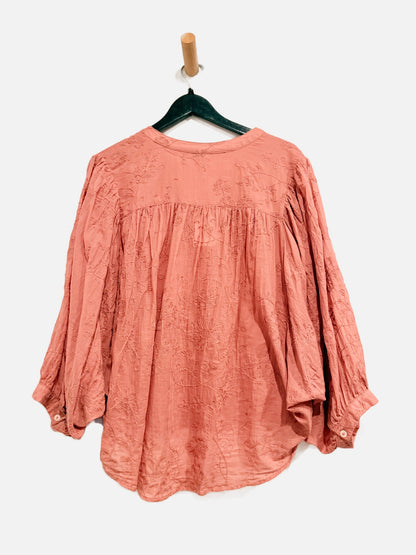 Anthropologie Pilcro Pink Embroidered Blouse - Medium