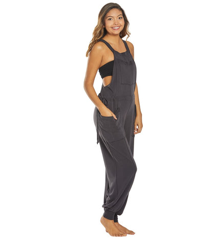 Free People Movement Jump Start Jumpsuit in Washed Black - Small