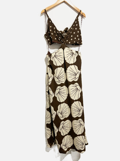 Abercrombie & Fitch Julia Slip Cutout Maxi Dress in Brown Print - Large
