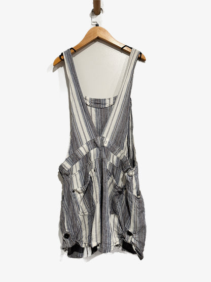 Free People Chrystie Stripe Linen Blend Shortalls - Small