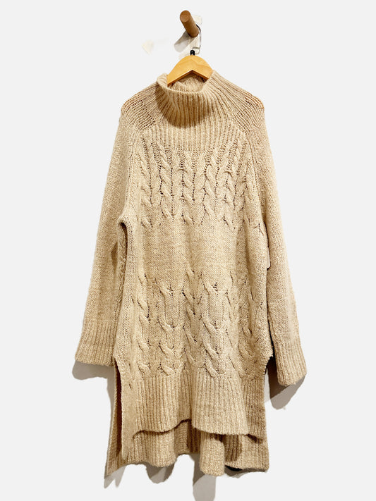 Free People Cream Cable Knit Sweater Dress - Small