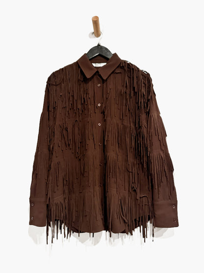 Zara NWT Brown Fringe Button Down - Medium