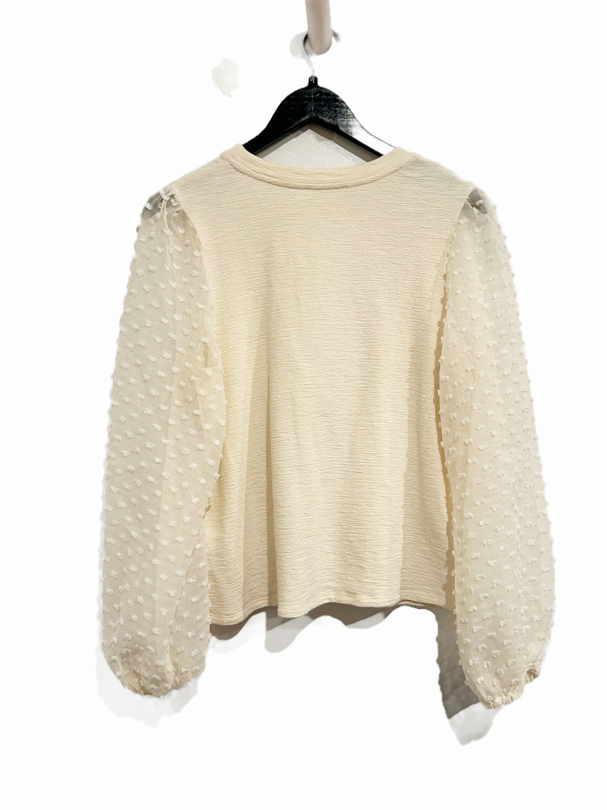 Anthropologie Maeve Textured Sleeve Top in Ivory - Medium