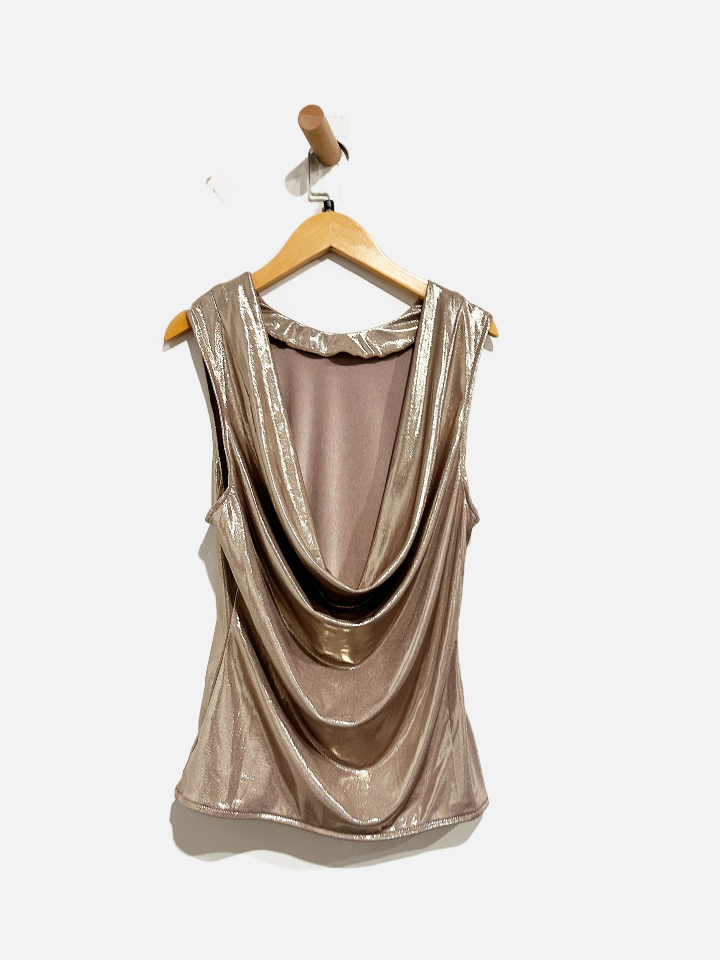 Free People Gold Cowl Neck Tank Top - Small