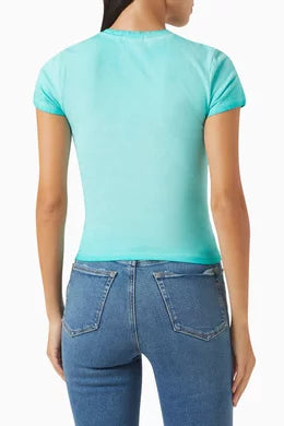 Good American Blue Super Stretch Baby Tee - XS