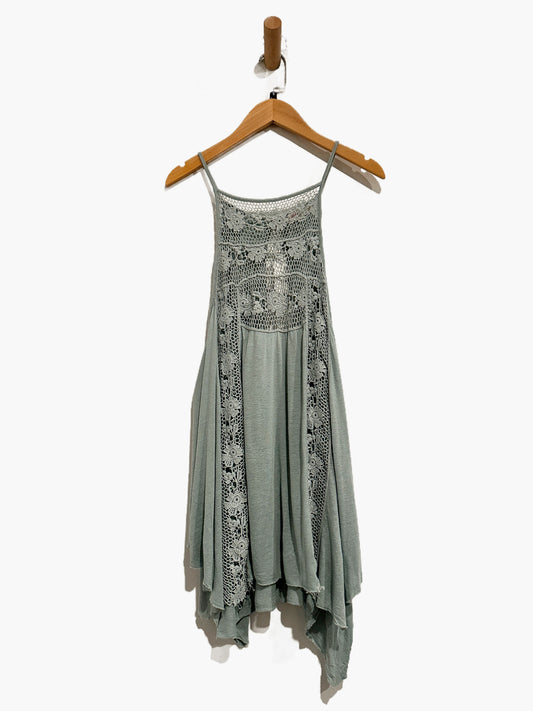 Free People Blue Crochet Flowy Tank - Small