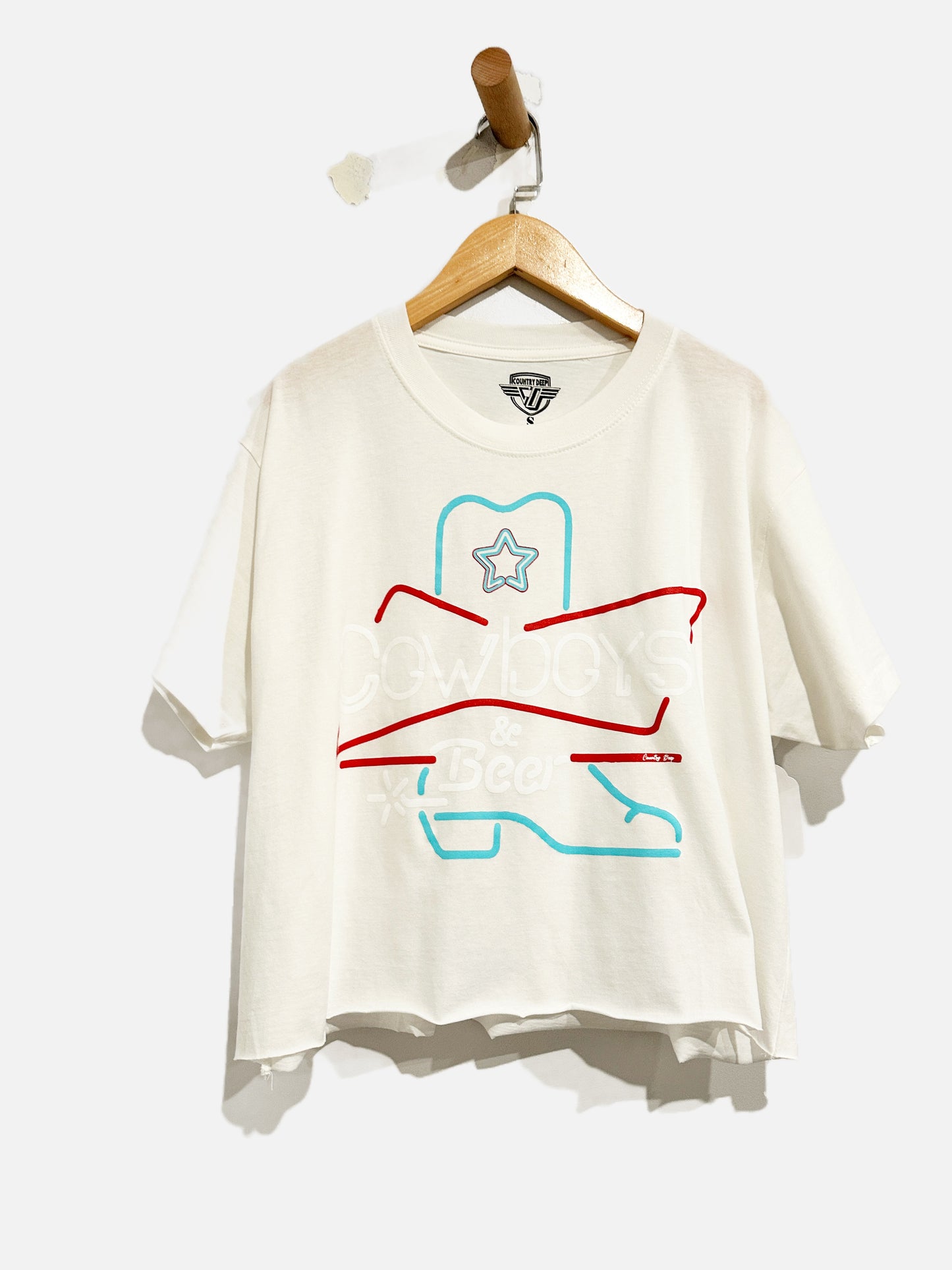 Country Deep White Cowboys & Beer Tee - Small