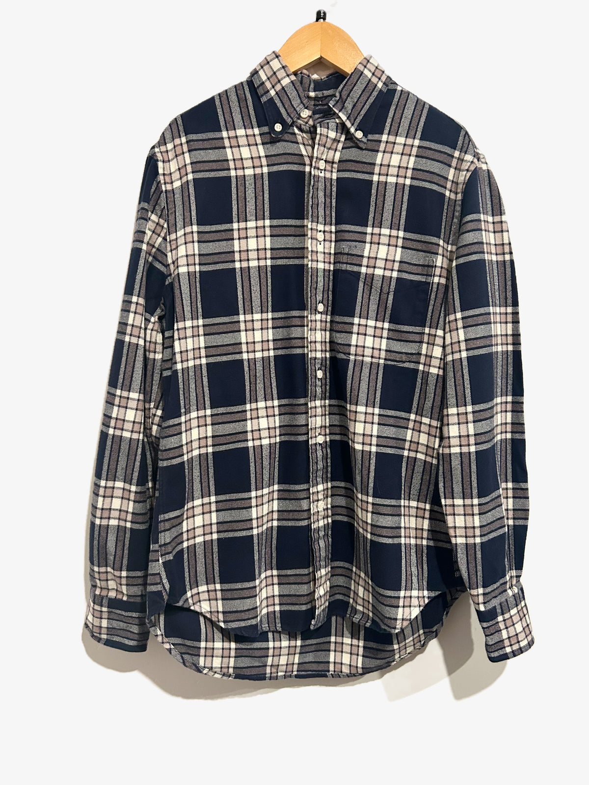 Gitman Bros Archive Flannel Check in Navy - Small