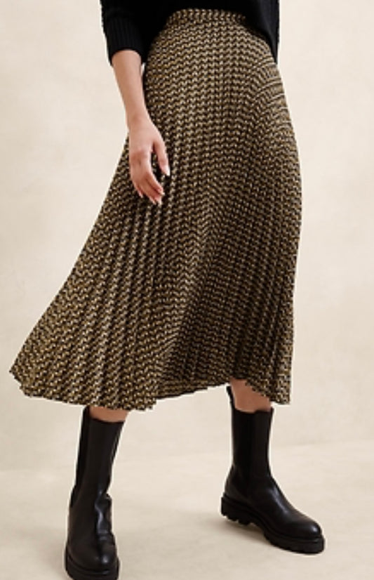 Banana Republic Factory Brown and Black Midi Skirt - 12