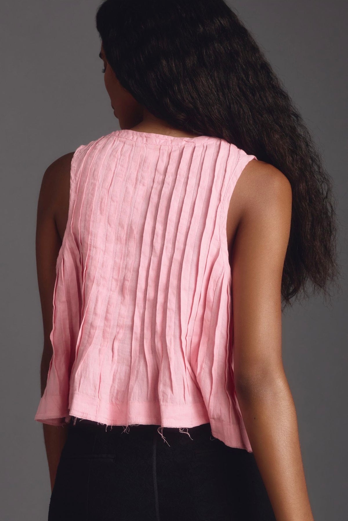Anthropologie Lottie Pleated Linen Tank in Pink - XL
