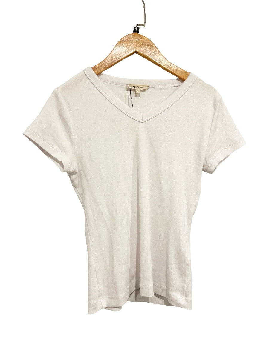 Madewell The '90s V-Neck Baby Tee in White - XS