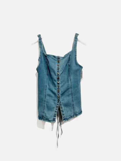 Free People A Moment In Time Denim Vest - Small
