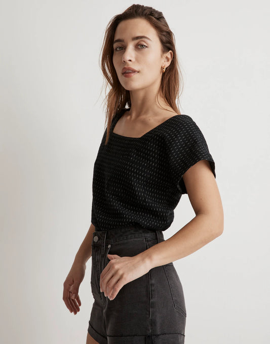 Madewell Black Square Neck Top - XL