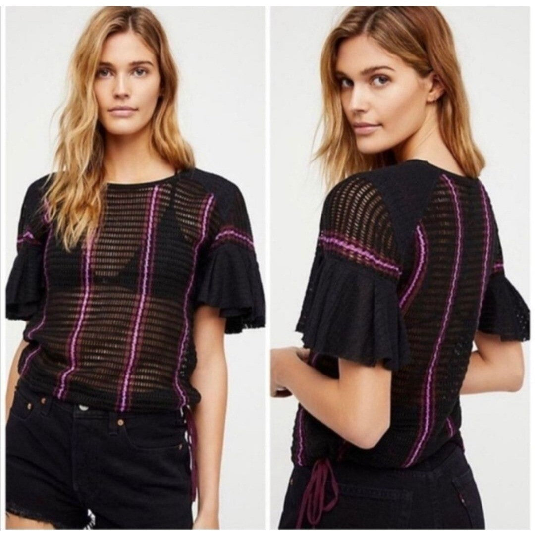 Free People Babes Only Bell Sleeve Sweater Tee - Large