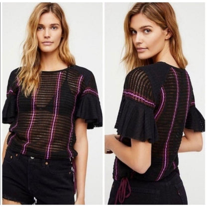 Free People Babes Only Bell Sleeve Sweater Tee - Large