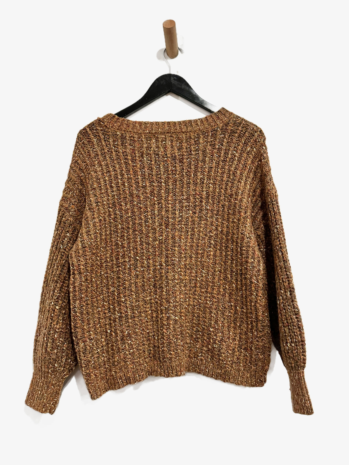 Like Love Brown Marled Cable Knit Sweater - Large