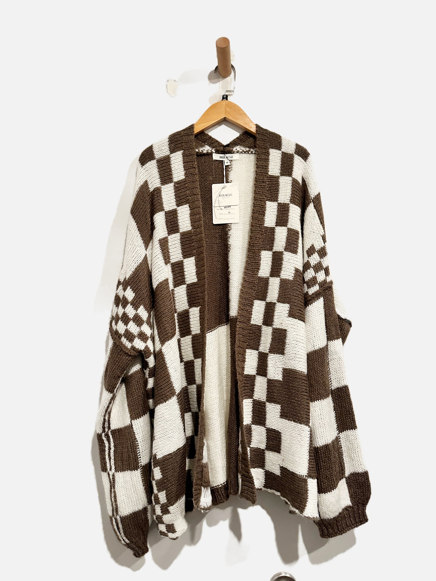 Miracle NWT Brown Checkered Cardigan - Medium