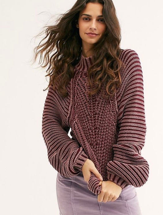 Free People Sweetheart Chunky Cable Knit Sweater - Medium