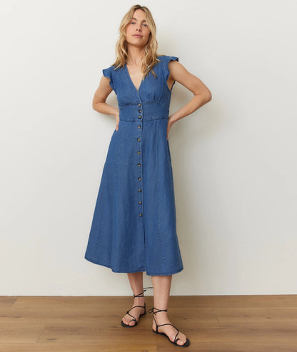 Marine Layer Camila Midi Dress Medium Wash - Medium