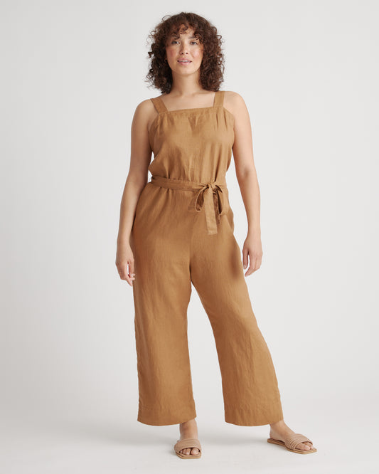 Quince Brown Linen Jumpsuit - XS