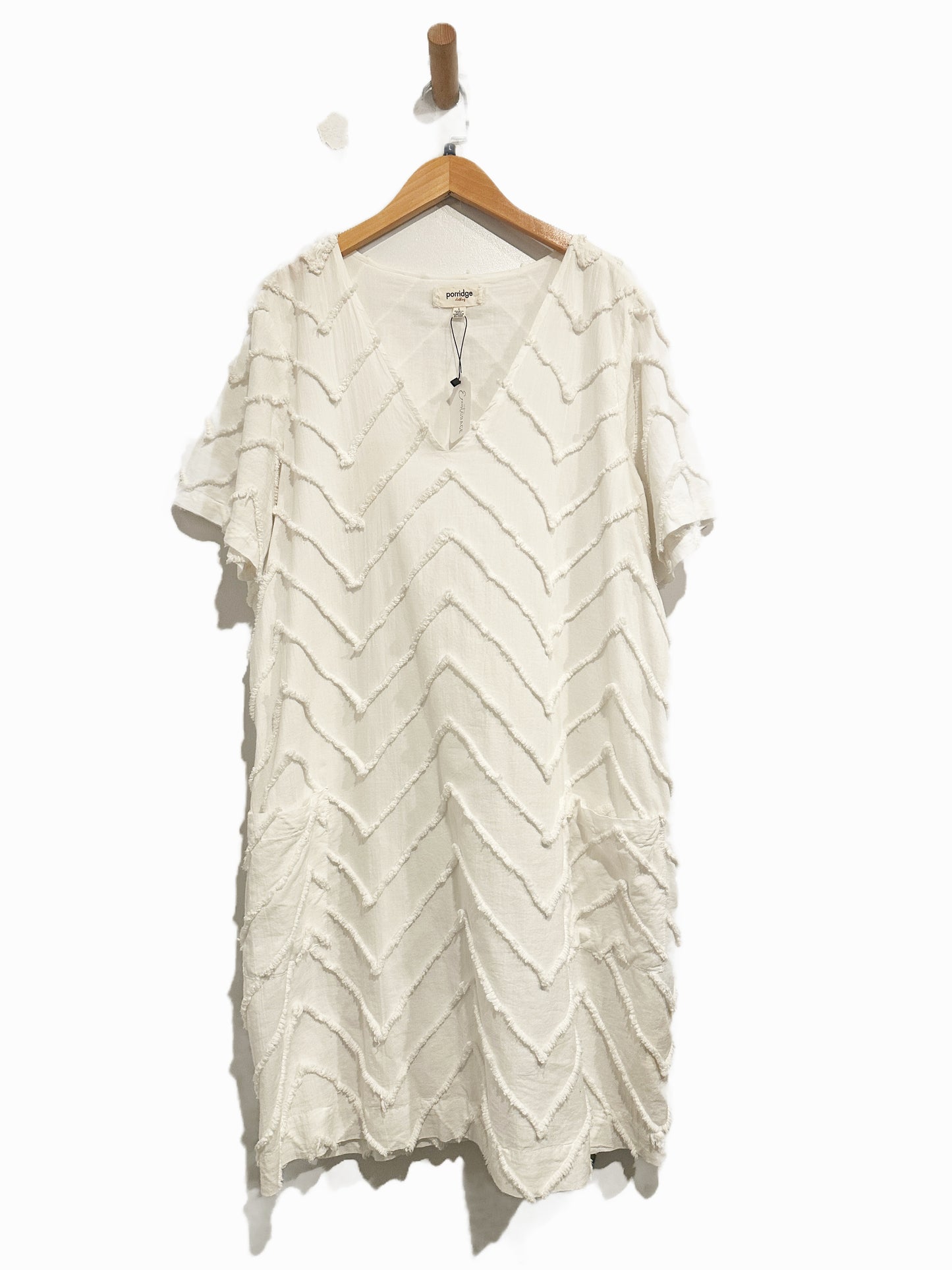 Anthropologie Porridge Marcelle Textured Shift Dress in Ivory - Large