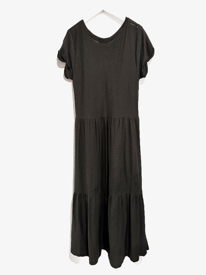Nation Roman Tiered T-Shirt Dress in Washed Black - Small