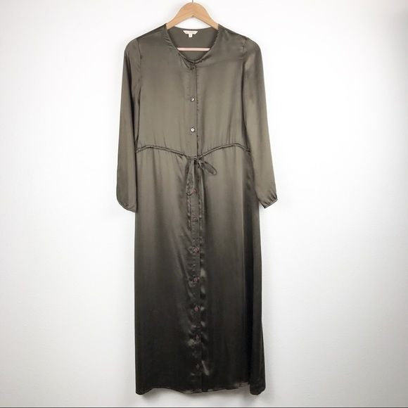 Ali Golden Long Sleeve Button Down Maxi Dress in Mud Size XS