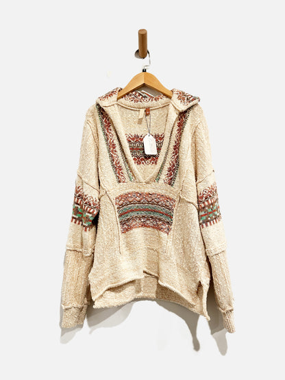 Anthropologie Pilcro Tan/Brown Printed Pullover Sweater - Small