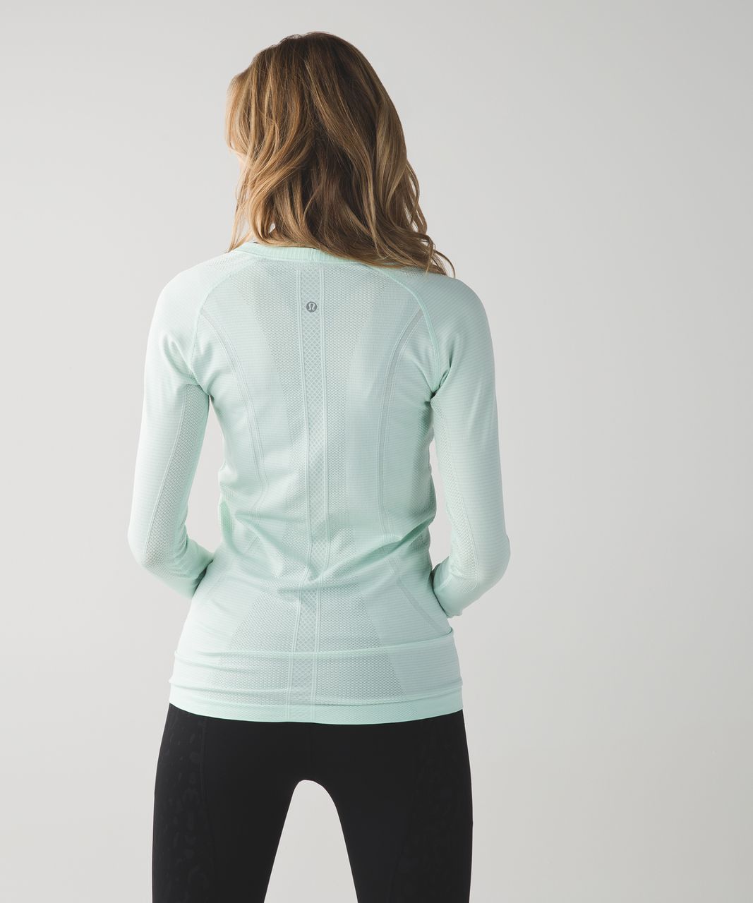 Lululemon Swiftly Tech Long Sleeve Crew Blue in Heathered Sea Mist - 6