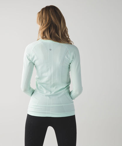 Lululemon Swiftly Tech Long Sleeve Crew Blue in Heathered Sea Mist - 6