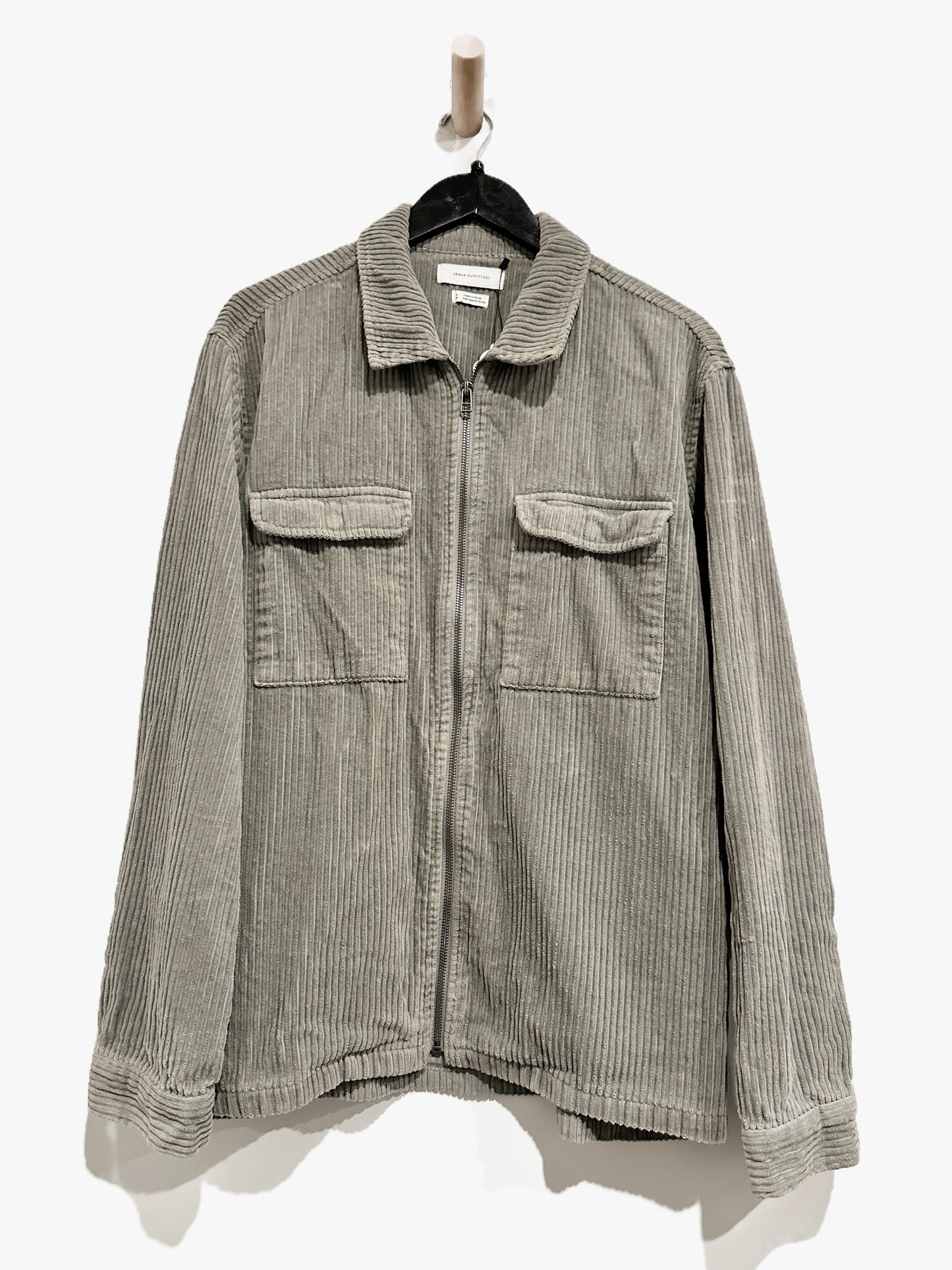 Urban Outfitters Ryder Corduroy Zip Shirt in Gray - Large