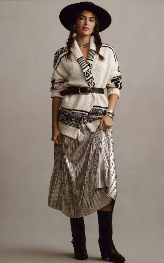 Anthropologie Pilcro Slouchy Waves Cable Knit Cardigan - XS/S