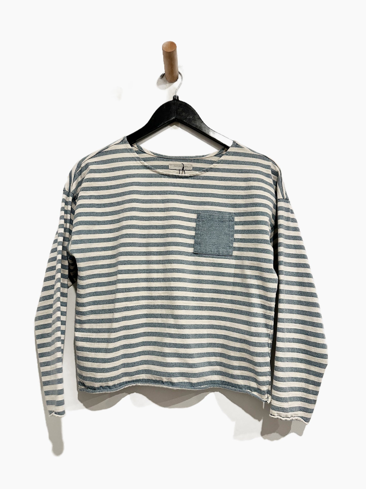 Outerknown Blue and Cream Stripe LS Top