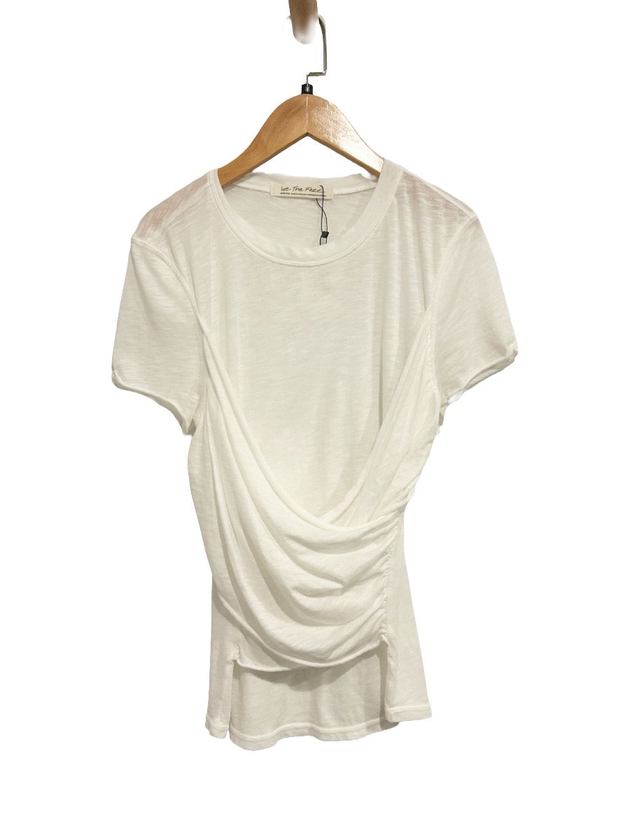Free People White Crossover Tee - Medium