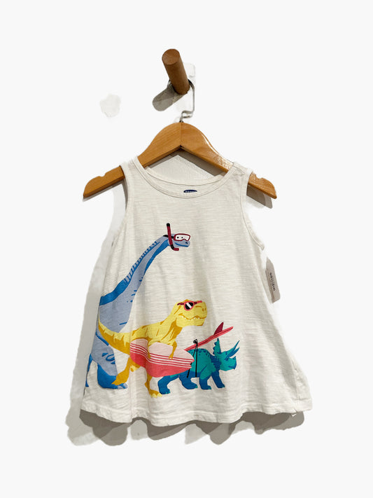Old Navy White Dino Tank - 4T