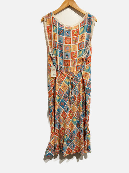Lucky Brand Femme Printed Mini Dress in Yellow Multi - XL