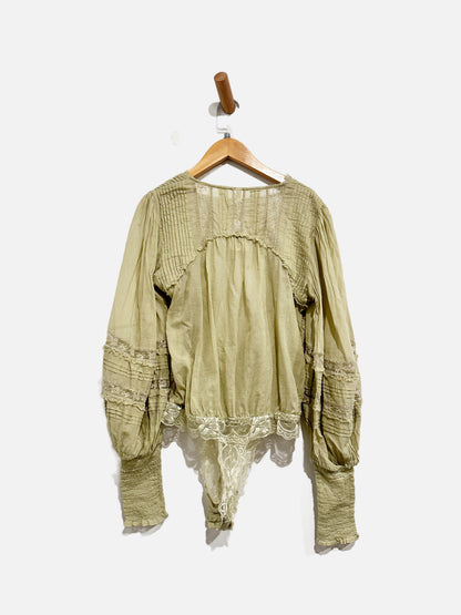 Free People Eloise Green Ruffle Body Suit-Small