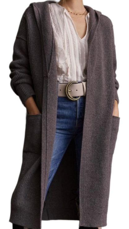 Anthropologie Pilcro Gray Ribbed Hooded Duster - Large