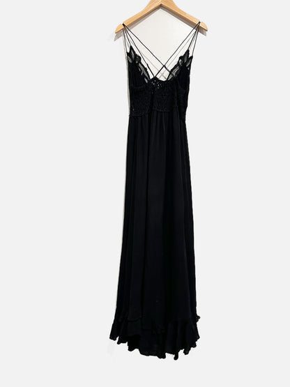 Free People Black Adella Slip Maxi Dress - Small