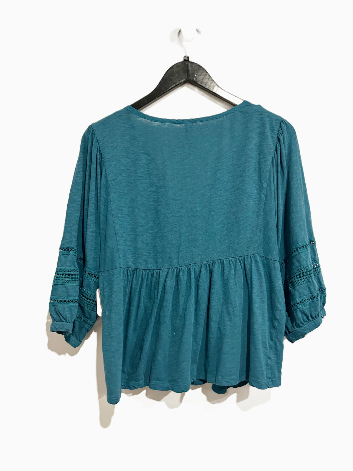 Anthropologie Kaye Pintucked Babydoll Top in Blue - Medium