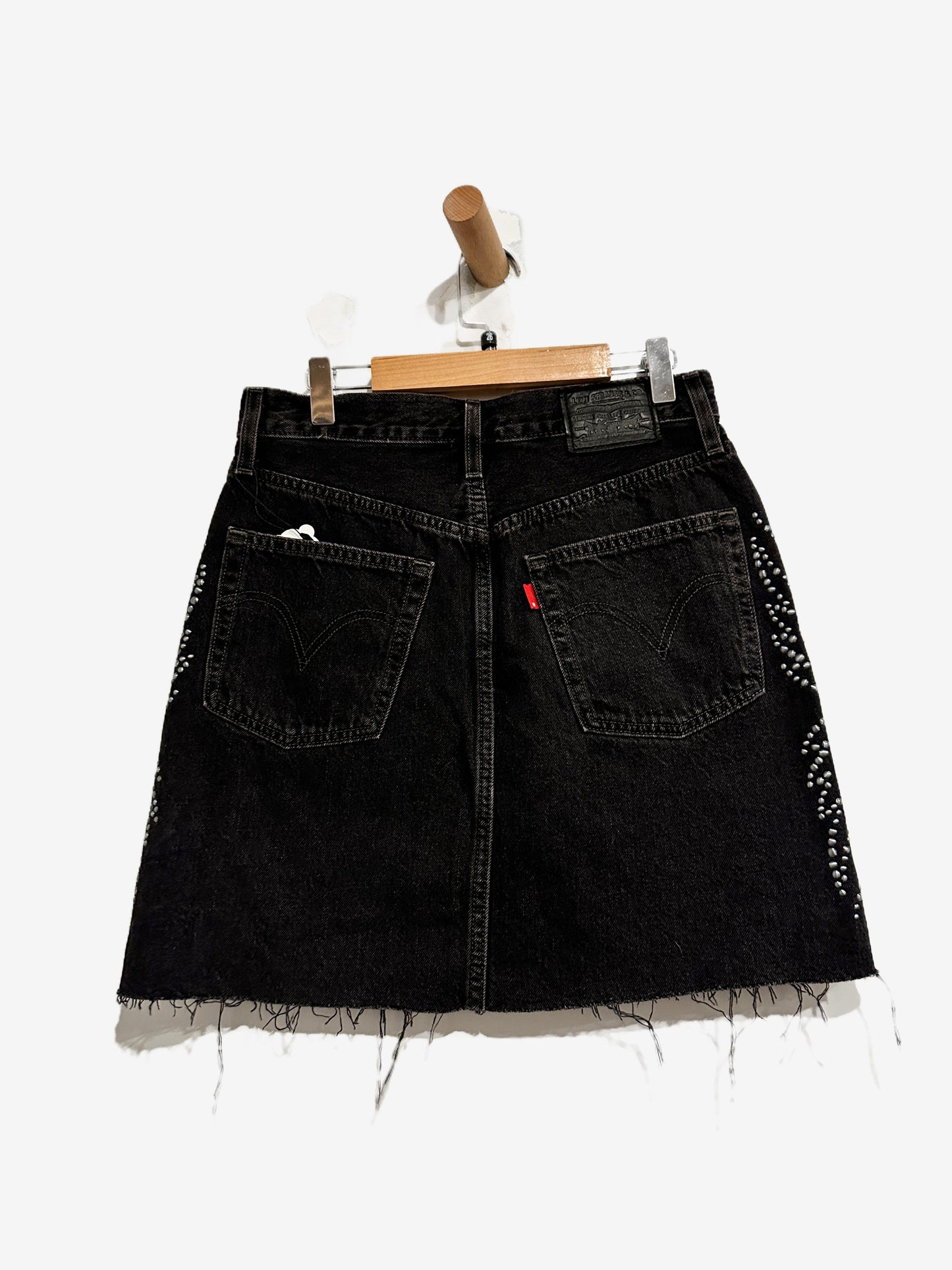 Levi’s Deconstructed Studded Denim Mini Skirt in Full Metal - 26