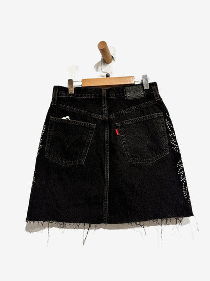 Levi’s Deconstructed Studded Denim Mini Skirt in Full Metal - 26