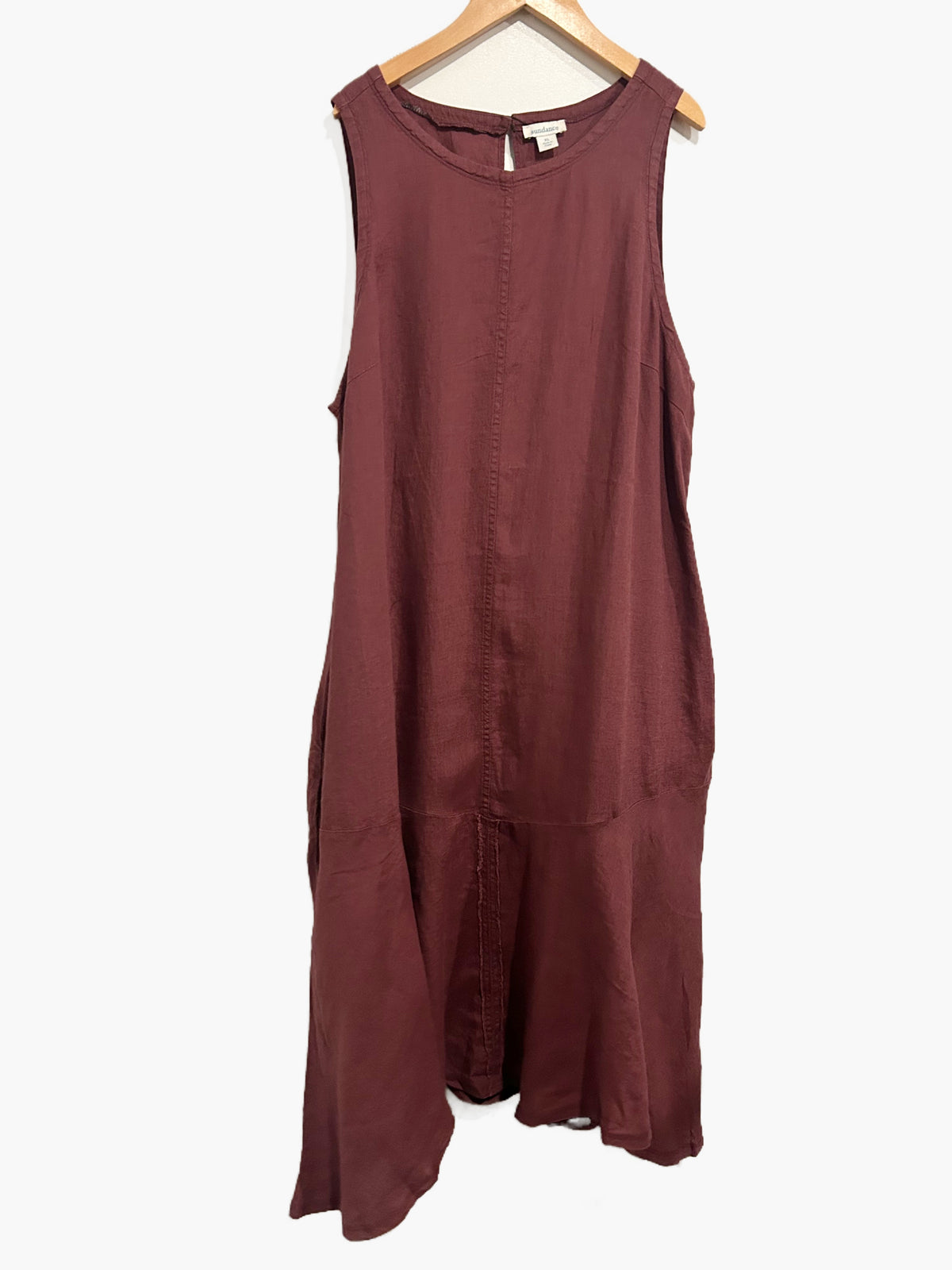 Sundance Doria Linen Midi Dress in Burgundy - XL
