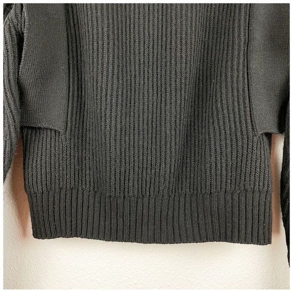 Maria Vittoria Paolillo Black Ribbed Extended Shoulder Sweater Size 42